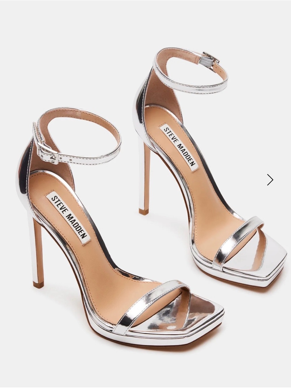Steve Madden Silver Ankle-Strap Stiletto Sandals